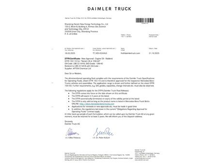 Daimler-benz heavy truck 15C110 certification